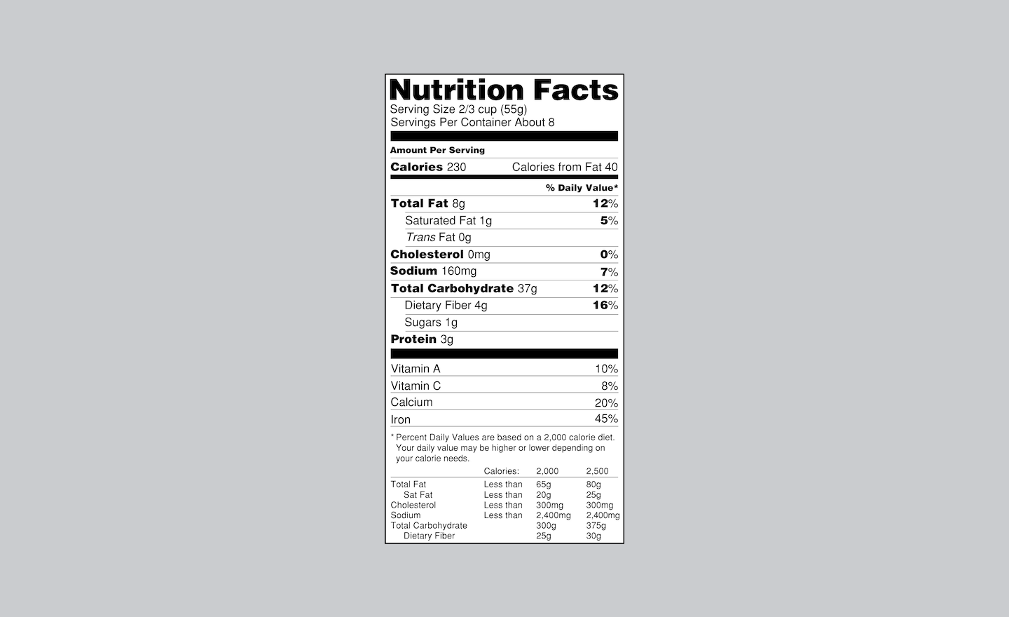 FDA Nutrition Facts label